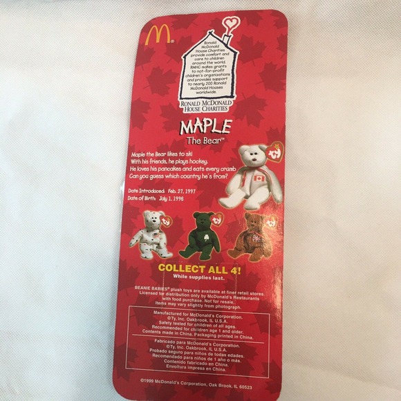 TY McDonalds Teenie Beanie Maple the Bear 1996 RETIRED WITH ERRORS - Picture 4 of 6